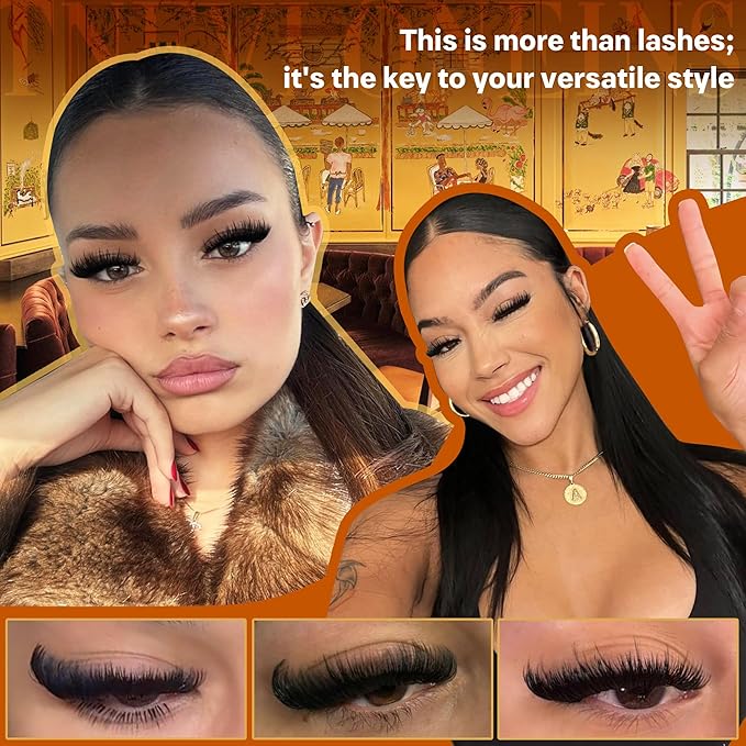 Fluffy Lash Clusters Kit 200D+260D+300D Eyelash Clusters Spikes Lash Extension Kit Thick Eyelash Extension Kit D-Curly Cluster Eyelash Extensions 12-20MM Mink Individual Lashes Cluster by TNFVLONEINS