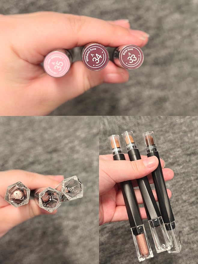 3PCS Cream Eyeshadow Sticks, Neutral Metallic Makeup Pencil For Eyes, Eye Brightener Highlighter, Waterproof & Long Lasting Eye Shadow Stick And Eyeliner Set