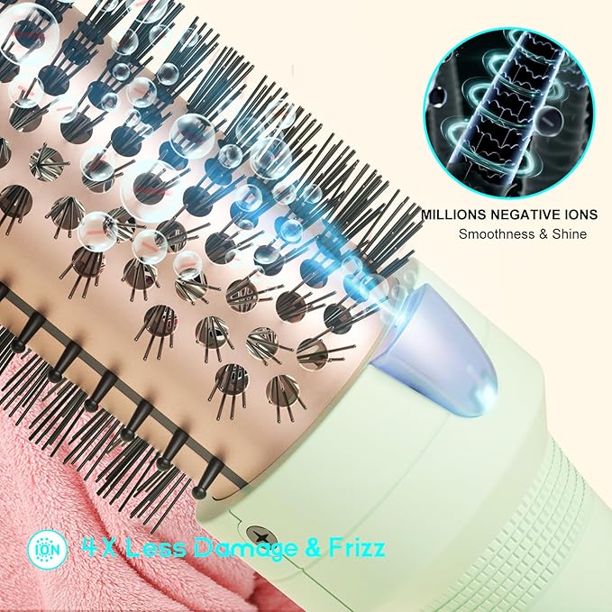 K&K Thermal Brush for Blowout Look, 1.5 Inch Ionic Heated Round Brush Makes Hair Smoother, Dual Voltage Thermal Round Bristle Get Natural Curls, Easy to Use, 30S Fast Heating