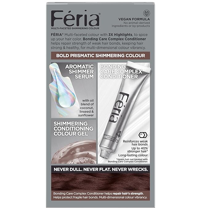 L'Oreal Paris Feria Multi-Faceted Shimmering Permanent Hair Color, High Intensity Hair Dye for 3X Highlights, 515 Chocolate Glaze, 1 Kit