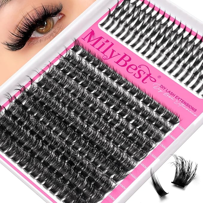 Lash Clusters 100D Eyelash Clusters Lash Spikes 13-19MM Spiky Volume Cluster Eyelash Extensions Long Thick DIY Individual Anime Lashes Clusters D Curl Strip Eyelashes by MilyBest
