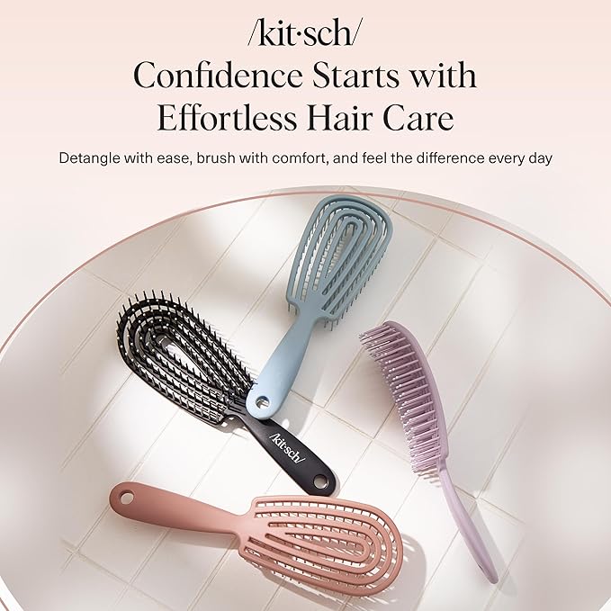 Kitsch Detangler Brush – Flexible Curly Hair Brush for Women, Men & Kids | Detangling Hairbrush with Bendable Frame and Ultra-Smooth Bristles for Wet or Dry Strands - Terracotta
