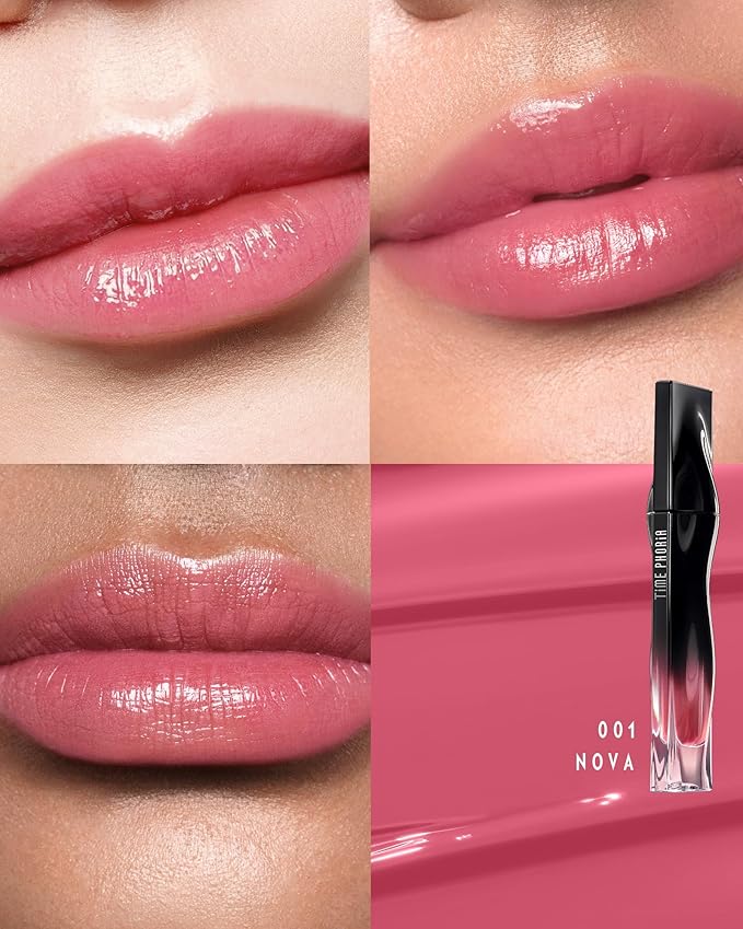 Stellar Dust Lip Stain 001 Nova, Transfer-Proof & Smudge-Proof Lip Gloss, Soft Pink Tinted Glossy Finish, High-Pigment Vibrant Color, Hydrating Lightweight Long-Lasting Lip Makeup for Women