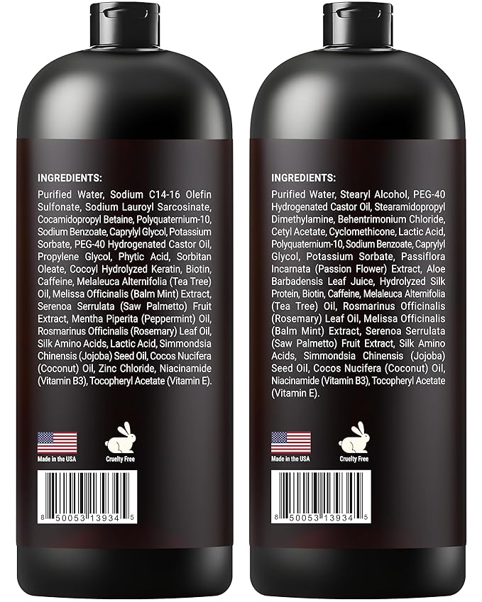 SOULSPA PURE Biotin Shampoo and Conditioner Set for Men & Women | 16 fl oz Each | with Rosemary & Mint | Sulfate Free Hydrating & Strengthening Hair Care for Thinning, Color-Treated & Dry Hair