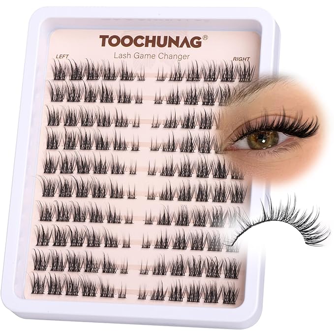 TOOCHUNAG Wispy Lash Clusters Natural Cluster Eyelash Extensions 3D Fairy Individual Lashes Clusters Eyelashes CD Curve Left&Right 7-15mm DIY Lash Extension at Home