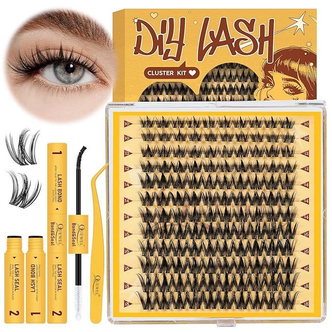 QUEWEL Manga-Lash-Clusters Kit Cute Style, 120pcs Lash-Clusters Kit Mix10-18mm Wispy Natural Invisible Band Eyelash Clusters Kit for DIY Cluster Eyelash Extensions(Manga C 3 Set)