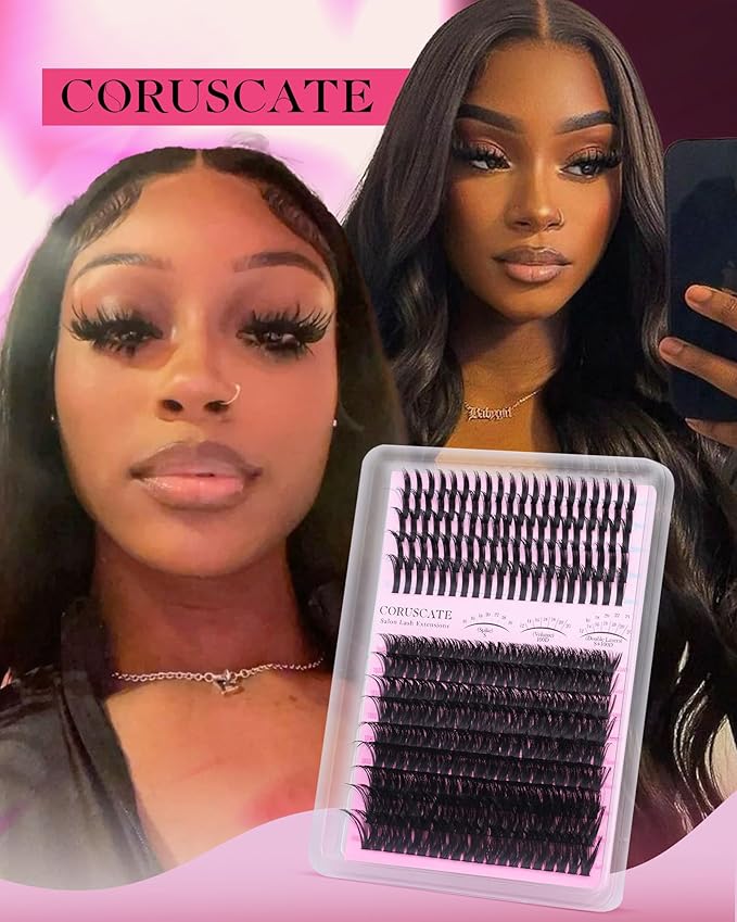 CORUSCATE Lash Clusters with Spikes Cluster Eyelash Extensions 100D Professional Lash Extension Spike Lashes Long 12-24mm Eyelash Clusters Mega Style Individual Lashes Strip Mink Dramatic DIY Eyelash