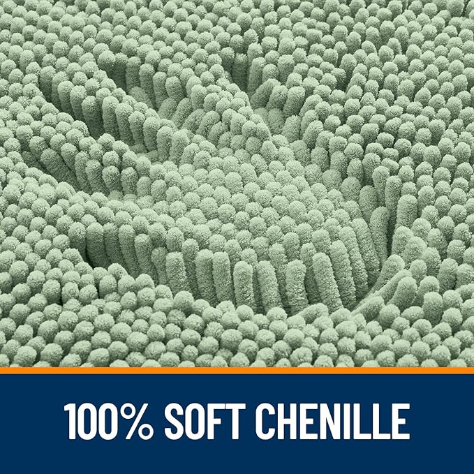 OLANLY Toilet Rugs U-Shaped 24x20, Extra Soft Absorbent Chenille Contour Bathroom Rugs for Toilet, Dry Quickly, Machine Washable, Non-Slip Bath Mat, Sage Green