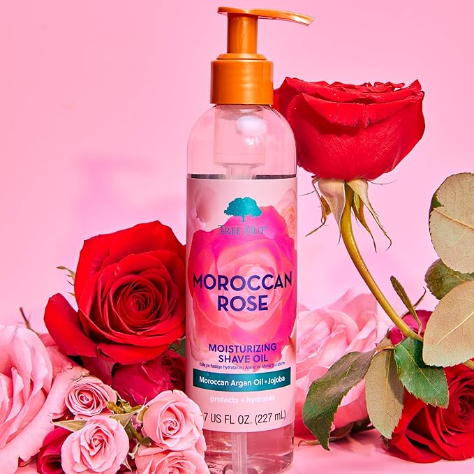 Tree Hut Bare Moroccan Rose Moisturizing Shave Oil, 7.7 fl oz, Gel-to-Oil Formula, Ultra Hydrating Barrier for a Close, Smooth Shave, For All Skin Types
