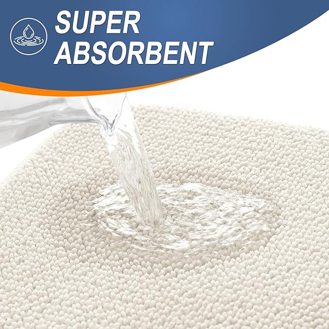 OLANLY Thick Memory Foam Bath Mat Rug 36x24, Extra Soft Absorbent Bathroom Rug, Quick Dry Bath Mats, Non-Slip, Machine Washable Carpet for Bathroom, Tub and Shower, Home Decor Accessories, Ivory