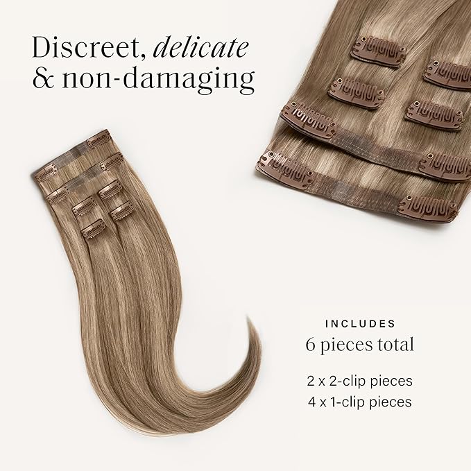 Luxy 100% Remy Human Hair Extensions for Thin Hair Thinning Hair Fill-Ins – 6 Seamless Wefts Multi-Dimensional Color Blend - Natural-Looking Volume & Coverage 95 grams 20" Dimensional Natural Blonde