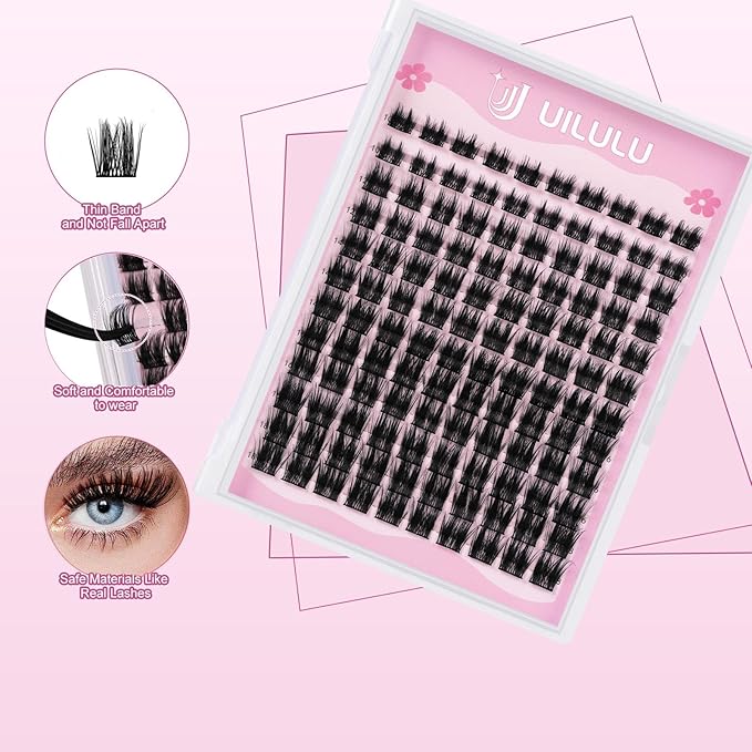 Lash Clusters 10-18mm Natural Lashes Clusters D Curl False Eyelash Clusters DIY Eyelash Extensions Individual Cluster Lashes (U05 Lashes Only)