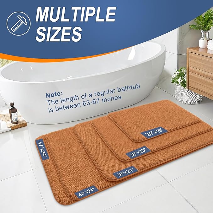 OLANLY Thick Memory Foam Bath Mat Rug 30x20, Extra Soft Absorbent Bathroom Rug, Quick Dry Bath Mats, Non-Slip, Machine Washable Carpet for Bathroom, Tub and Shower, Home Decor Accessories, Clay