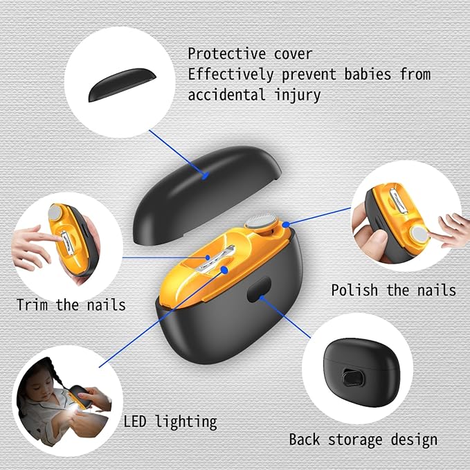 Smart Electric Nail Clipper,Nail File,2 Speeds Automatic Nail Trimmer with LED Light& Clip Storage,Rechargeable & Silent Designed Manicure Set for Kids, Adults, Seniors & Arthritis Patients(Black)