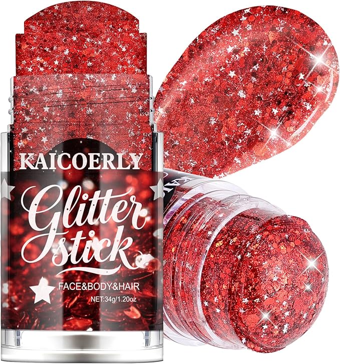 Red Body Glitter Gel, Singer Concerts Red Body Glitter for Face Body Hair, Chameleon Color Changing Glitter Gel for Rave Party Mermaid Sequins Festival Accessories Shimmer Makeup #8