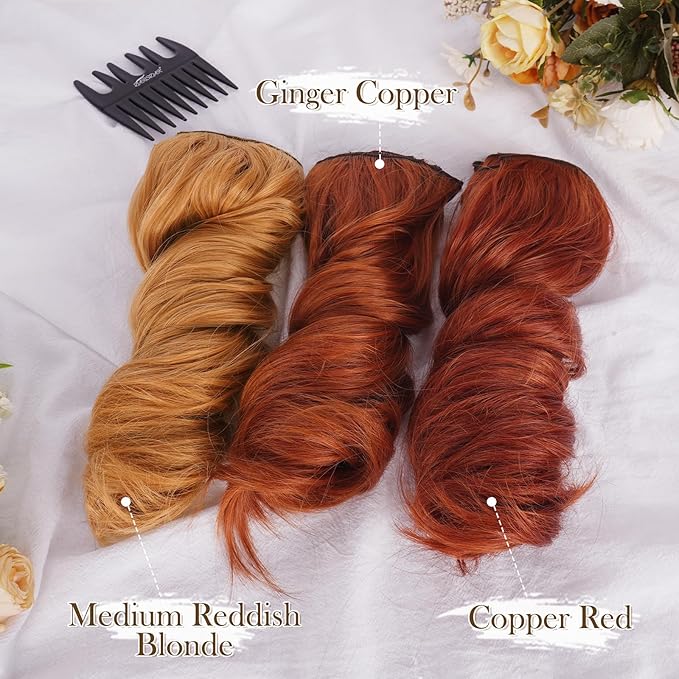 BARSDAR Ginger Copper Clip in Hair Extensions - 12 Inch Short Wavy Clip in Hair Extensions for Women - 6PCs Full Head Thick Soft Synthetic Cowboy Ginger Copper Hairpieces Daily Party