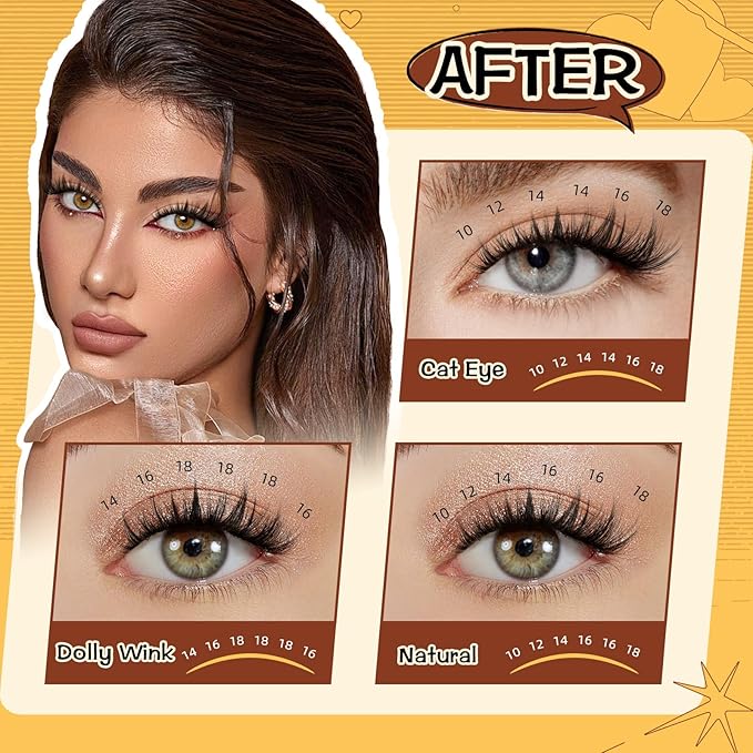 QUEWEL Manga-Lash-Clusters Kit Cute Style, 120pcs Lash-Clusters Kit Mix10-18mm Wispy Natural Invisible Band Eyelash Clusters Kit for DIY Cluster Eyelash Extensions(Manga C 3 Set)