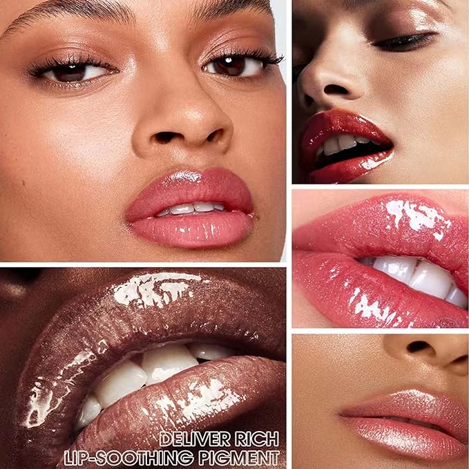 Honey Lip Gloss Lip Plumper Gloss Glitter Tinted Lip Plumping Lip Gloss for Girls Teens Plumper Long Lasting Moisturizing Lip Oil Shimmer Natural Sparkly Lipgloss Lip Balm for Women(05#)