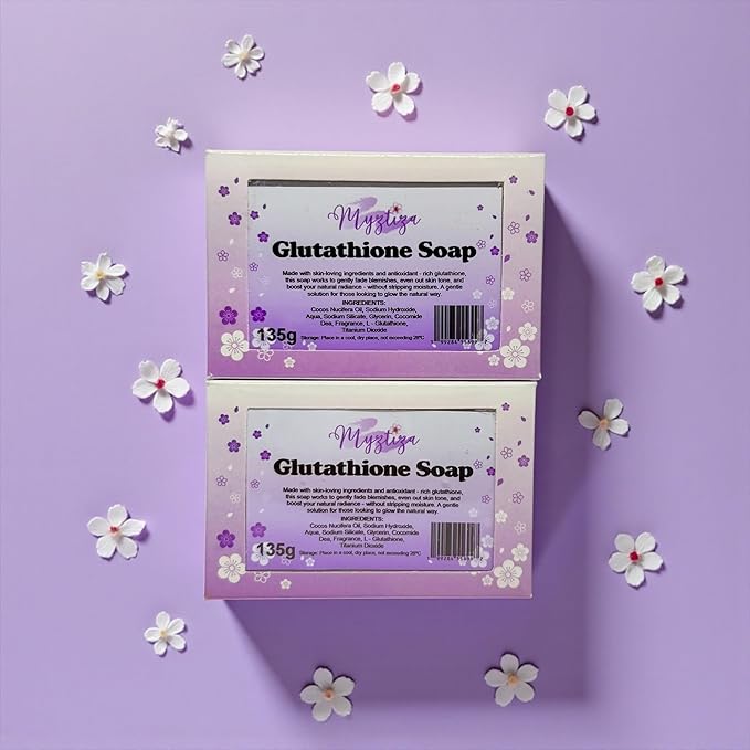 Myztiza Glutathione Bar Soap for Face & Body – Antioxidant Cleanser with Coconut Oil, Glycerin, Cocamide DEA & L-Glutathione – Gentle Hydrating Soap for Smooth, Clear, Radiant Skin – 2 Pack 135g Each