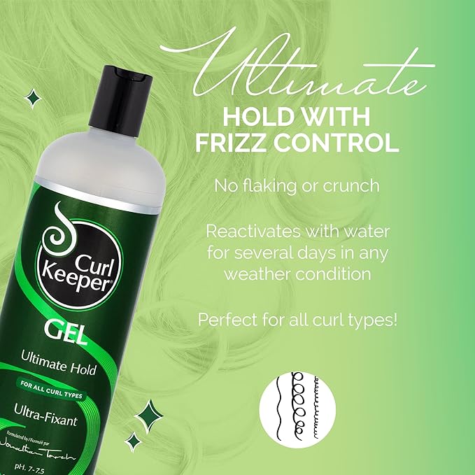 Curl Keeper Ultimate Hold Hair Gel, 1L - Frizz-Free Hair Styling Gel for Men & Women - Light-Weight Formula Holds Curls with No Product Build Up - Wavy & Curly Hair Products