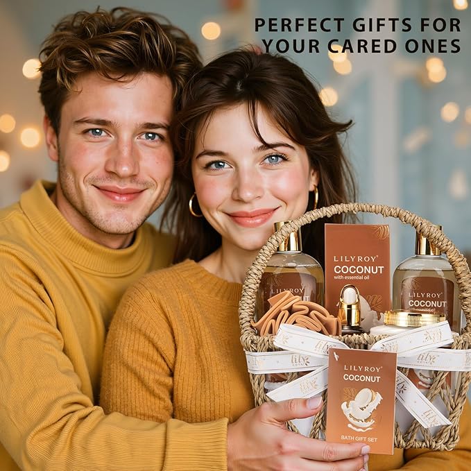 Valentines Day Gifts for Women - 7Pcs Luxury Bath and Body Gift Basket Set for Women & Men Perfect Gift | Mothers Day Gifts for Mom, Fathers Day, Birthday, Christmas Gift for Her & Him All Occasion