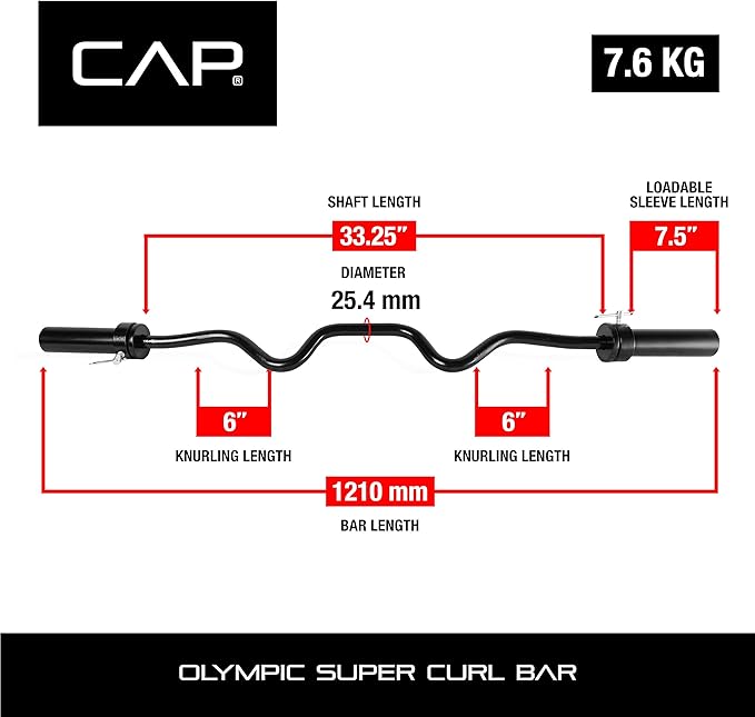 CAP Barbell Olympic Super Curl Bar 48-Inch (OBIS-48B) (OBIS-48B)