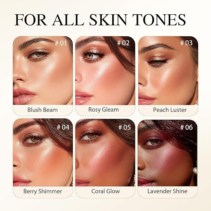 PHOFAY Luminous Blush Powder-Multi-Use Formula,Ultra-Fine & Smooth,Baked Blush for Cheeks Lightweight & Brighten Powder Blush Makeup Buildable Color,Long-Lasting Wear with Natural Luminous Glow (02#)