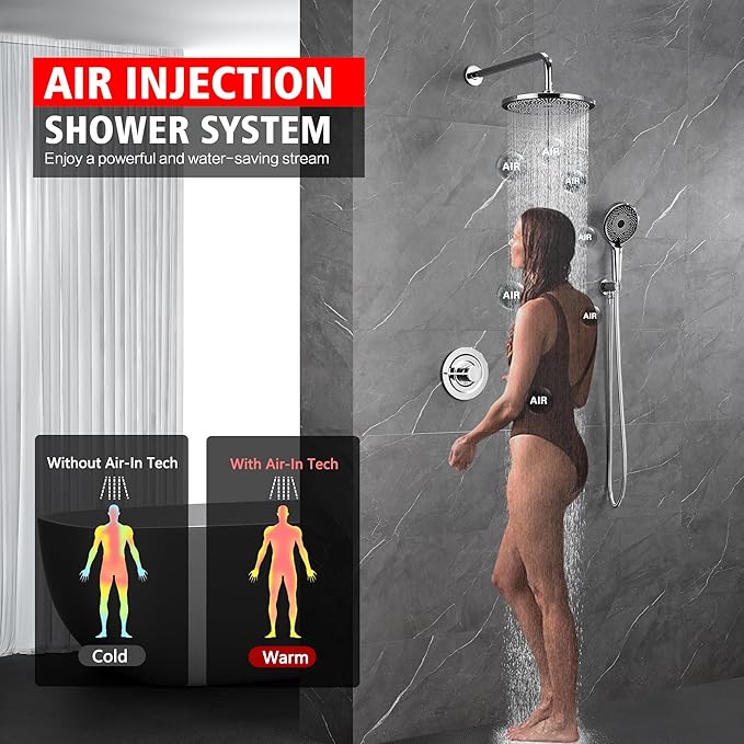 sumerain Shower System Concealed Shower Faucet Set, Rainfall Shower Faucet Complete with Handheld,Rough-in Valve and Trim Kit, Chrome