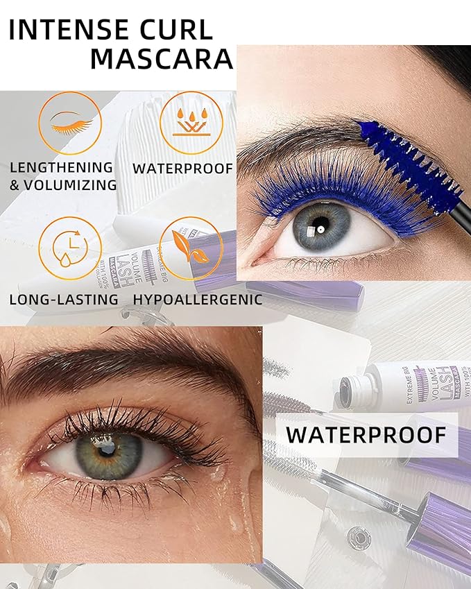 5D Burgundy Mascara for Eyelashes-1Pcs Longlasting Waterproof Colored Mascara Volume and Length,Volumizing Curling Eye Lashes Fiber rimel de pestañas,Women's Day Eye Makeup Gift for Women Girl