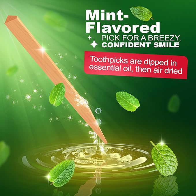 The Natural Dentist Stim-U-Dent Mint Dental Picks, Wooden Toothpicks for Food & Plaque Removal, Refreshing Mint Flavor, Travel-Friendly, 24 Packs of 25 Picks/Pack (600 Picks)