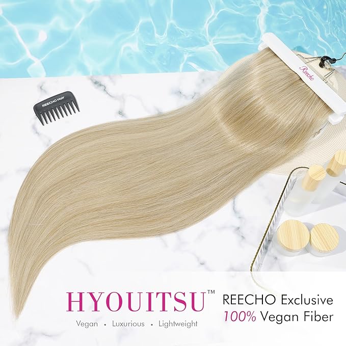 REECHO Hair Extensions, 24" Straight Long Thick 4 PCS Set Thick Clip in on Hair Extensions -Medium Blonde