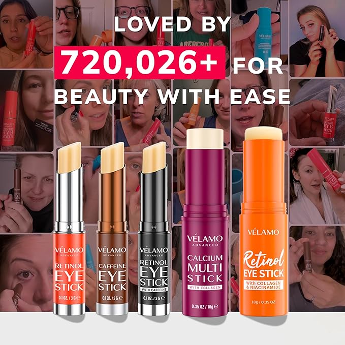 VELAMO ADVANCED Retinol Eye Stick: Renewing & Firming Under Eye Balm for Dark Circles, Puffiness, Fine Lines & Wrinkles - Travel Essentials, Portable & Perfect for On-the-go Use, 0.1 OZ/3g