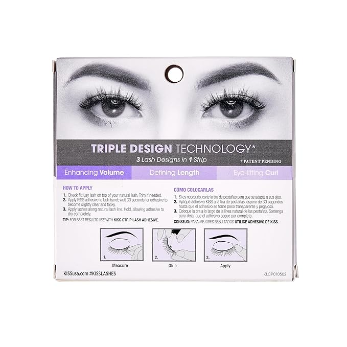 KISS Triple Push-Up, False Eyelashes, 'Corset', 10mm, Includes 1 Pair Of Lash, Easy to Apply, Reusable Lash Clusters