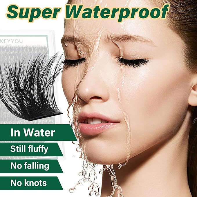 KEYYOU lash Clusters Kit 3D Effect Eyelash Clusters Kit 182pcs 200D 9-18MIX D Curl Individual Lashes Kit Wispy Lashes Volume Cluster Lashes Kit Soft DIY Lash Extension Kit (3D Kit-200D-D-9-18MIX)