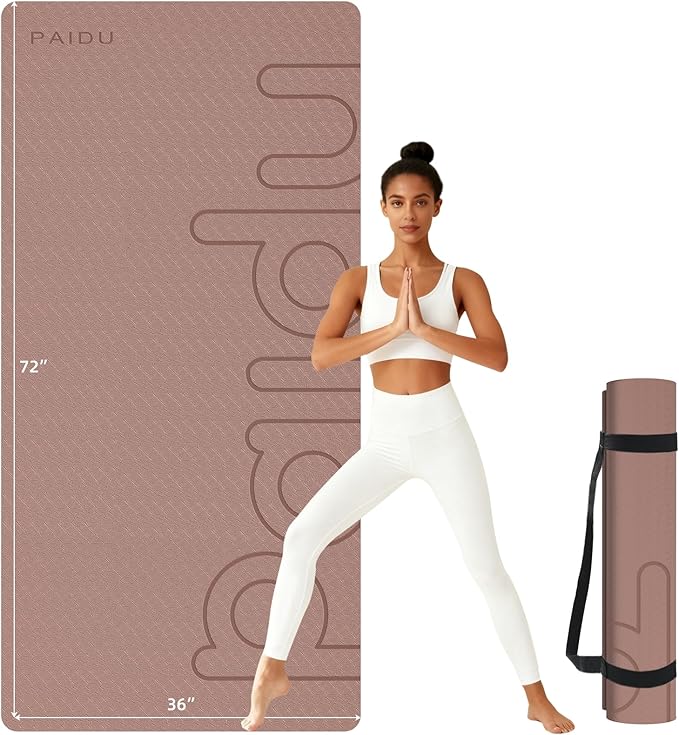 Large Yoga Mat, 72" x 36" x 2/5"（10MM） Thick Non-Slip Exercise Mat, SGS-Certified POE Material, Ideal for Home Gym, Yoga, Pilates, Fitness Workouts & Floor Mat