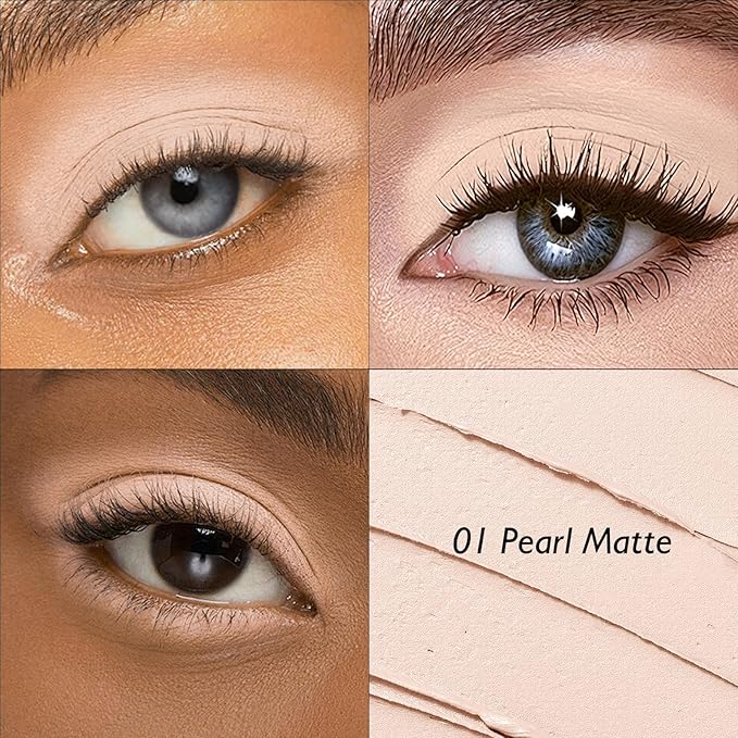 Dual-Ended Pearl Matte Eyeshadow Stick - Long-Lasting Cream Eye Shadow Stick Crease-Proof Eyeshadow Pencil, Easily Blendable Multi-Use Eyeliner Eye Brightener Makeup with Built-in Smudger, 01