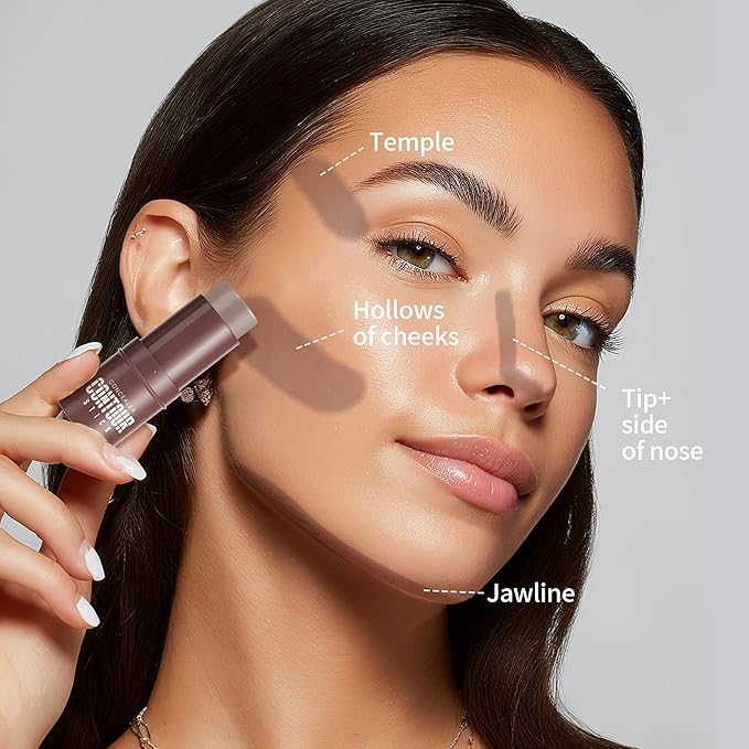 Cream Contour Stick, Cool Toned Contour & Sculpt Stick for Natural Sculpted Face Makeup, Creamy Texture & Non Cakey, Long Lasting Cream Bronzer Stick, Buildable & Highly Pigmented (10 Mocha)