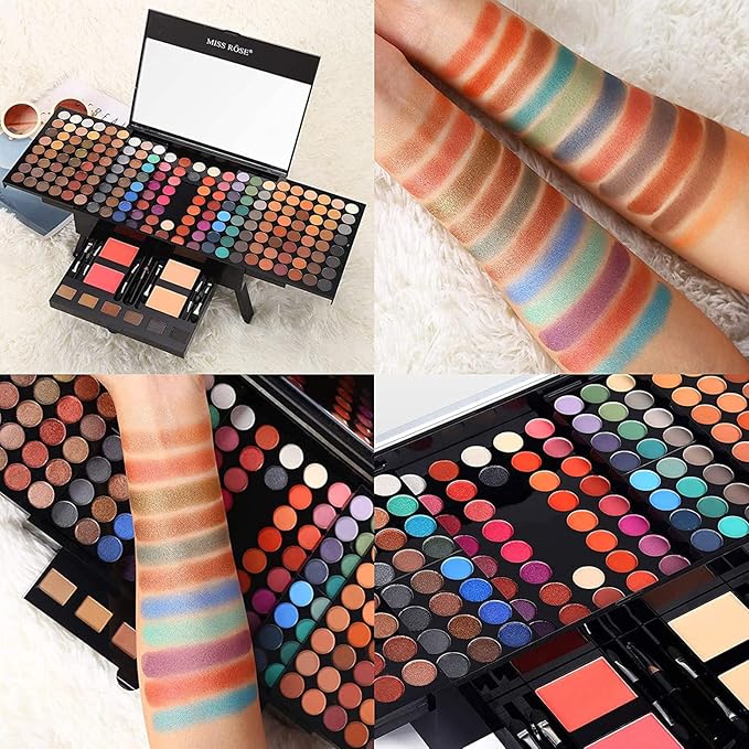 190 Colors Makeup Pallet,Professional Makeup Kit for Women Full Kit,All in One Makeup Sets for Women&Beginner,include Eyeshadow,Lipstick,Compact Powder,Eyeliner,Concealer(004-Black)