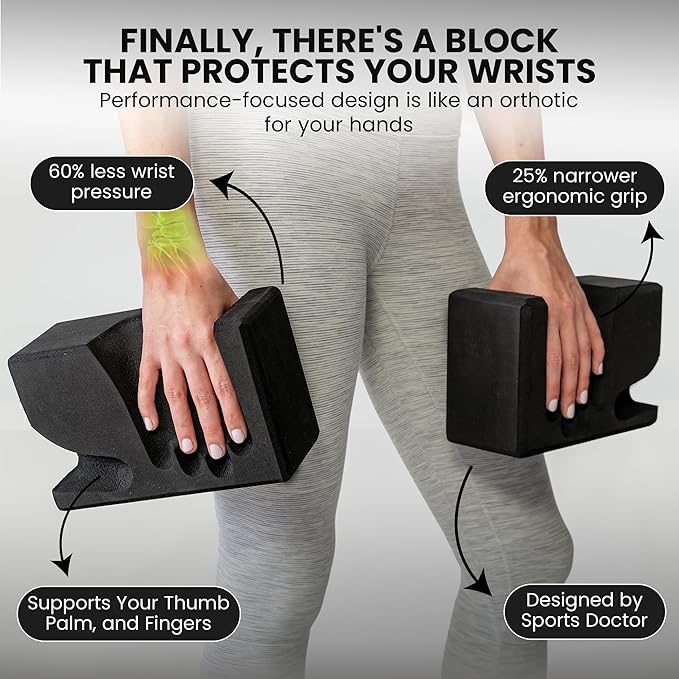 WRISTBuddy® Yoga Blocks 2-Pack (Left + Right) — Ergonomic, Hand-Shaped EVA Blocks for Wrist Relief & Better Grip | Doctor-Designed Support for Yoga, Pilates, Handstands, Push-Ups & Rehab