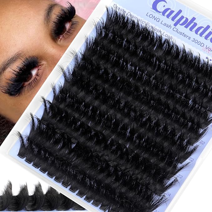 Lash Clusters Long Eyelash Clusters 20+22+24mm Lash Extension 300D Thick Individual Lashes Clusters Mega Volume Cluster Eyelash Extensions Soft Mink False Eyelashes Clusters Dramatic by calphdiar