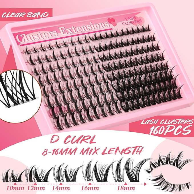 Gmagictobo Manga Lash Clusters Kit Spiky Lashes Clusters Fairy Lash Clusters Wet-Look Anime Lashes Pack 168 Pcs C/D Curl Individual Lashes Lash Bond and Seal Lash Tweezers