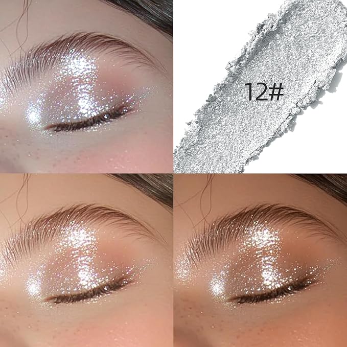Single Matte Eyeshadow Palette, Cold Silver Glow Eye Shadow Makeup for Women, Smooth Eye-Shadow Powder with Lightweight & Blendable Formula for Daily Eye Shadow Palette Fairy Makeup #12