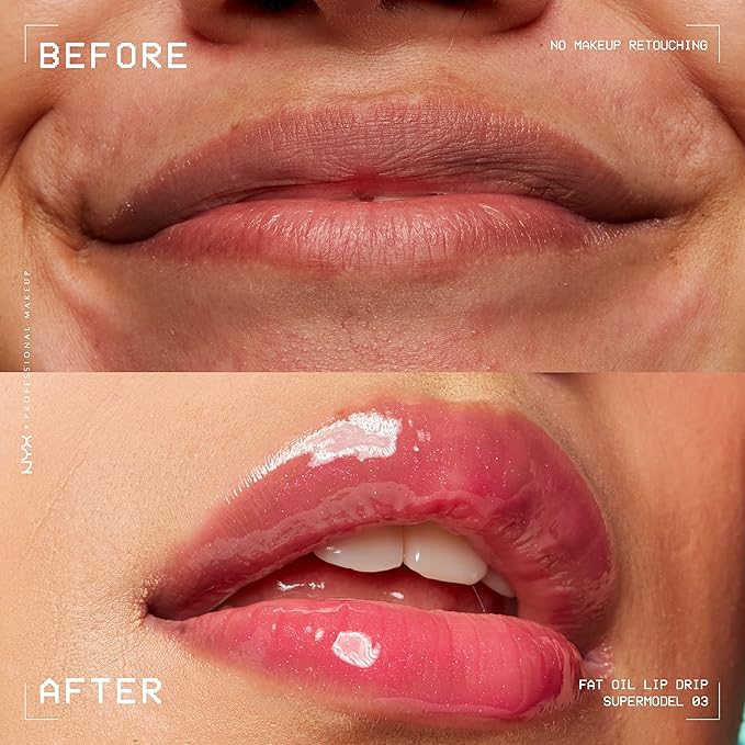 NYX PROFESSIONAL MAKEUP Fat Oil Lip Drip, Moisturizing Lip Oil Gloss, Vegan Tinted Formula, Up to 12 HR Hydration - Supermodel (Shimmering Magenta)