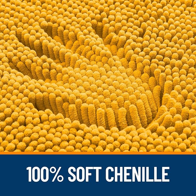 OLANLY Bathroom Rugs 30x20, Extra Soft Absorbent Chenille Bath Rugs, Rubber Backing Quick Dry, Machine Washable Bath Mats for Bathroom Floor, Tub and Shower, Home Decor Accessories, Golden Yellow