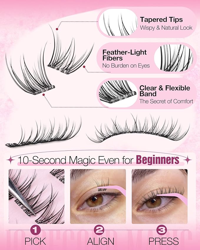 Self Adhesive Eyelashes Natural Self Adhesive Lash Clusters Short Wispy Eyelash Clusters Fairy Cluster Eyelash extensions Pre-glued Individual Lashes Clusters pestañas postizas naturales by Delyneph