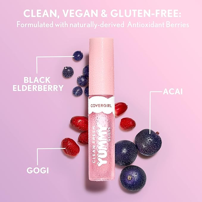 COVERGIRL Clean Fresh Yummy Lip Gloss, Sheer, Natural Scents, Vegan Formula - Youâ€™re Just Jelly