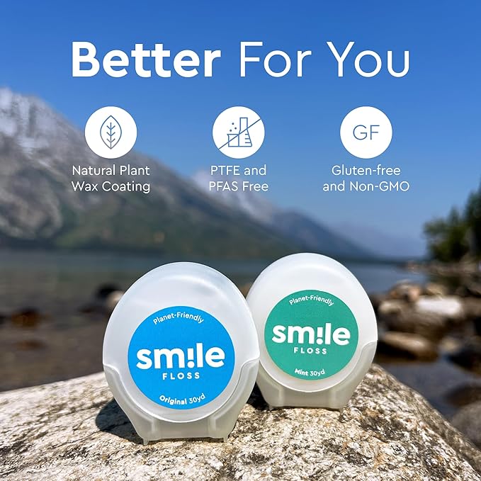 Smile Expanding Floss, Premium Woven Dental Floss with Natural Plant-Based Wax, Soft on Teeth & Gums, Original Coconut & Citrus Scent, PTFE & PFAS Free, Cruelty Free (4-Pack, 30 Yards Each)
