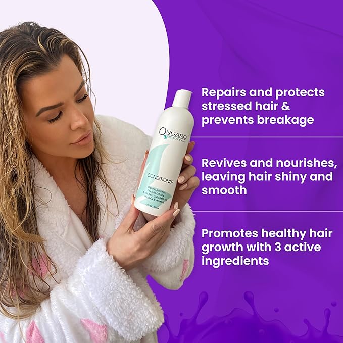Ongaro Beauty Organic Hair Conditioner for Men & Women - Moisturizing Hydrating Conditioner with Aloe Vera, Vitamin E & Apple Stem Cells, Restores Damaged Hair & Promotes Healthy Hair Growth - 12fl oz