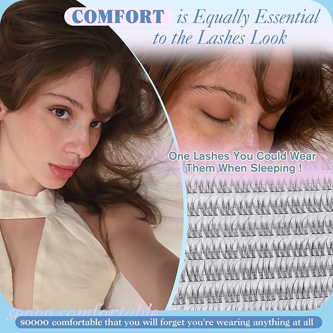 Natural Short Lash Clusters 9-12MM for Clean Eye Makeup Cluster Eyelash Extensions C-curly Wispy Eyelash Clusters Individual Lashes DIY Lash Extension at Home for Beginners by Newcally