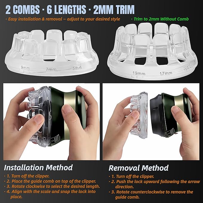 Hair Clippers for Men Self Haircut Kit Cordless Circular Bald Head Hair Trimmer USB Rechargeable with Trimmer Waterproof Electric Grooming Tool Hair Cutting Set Self Cut for Home Use
